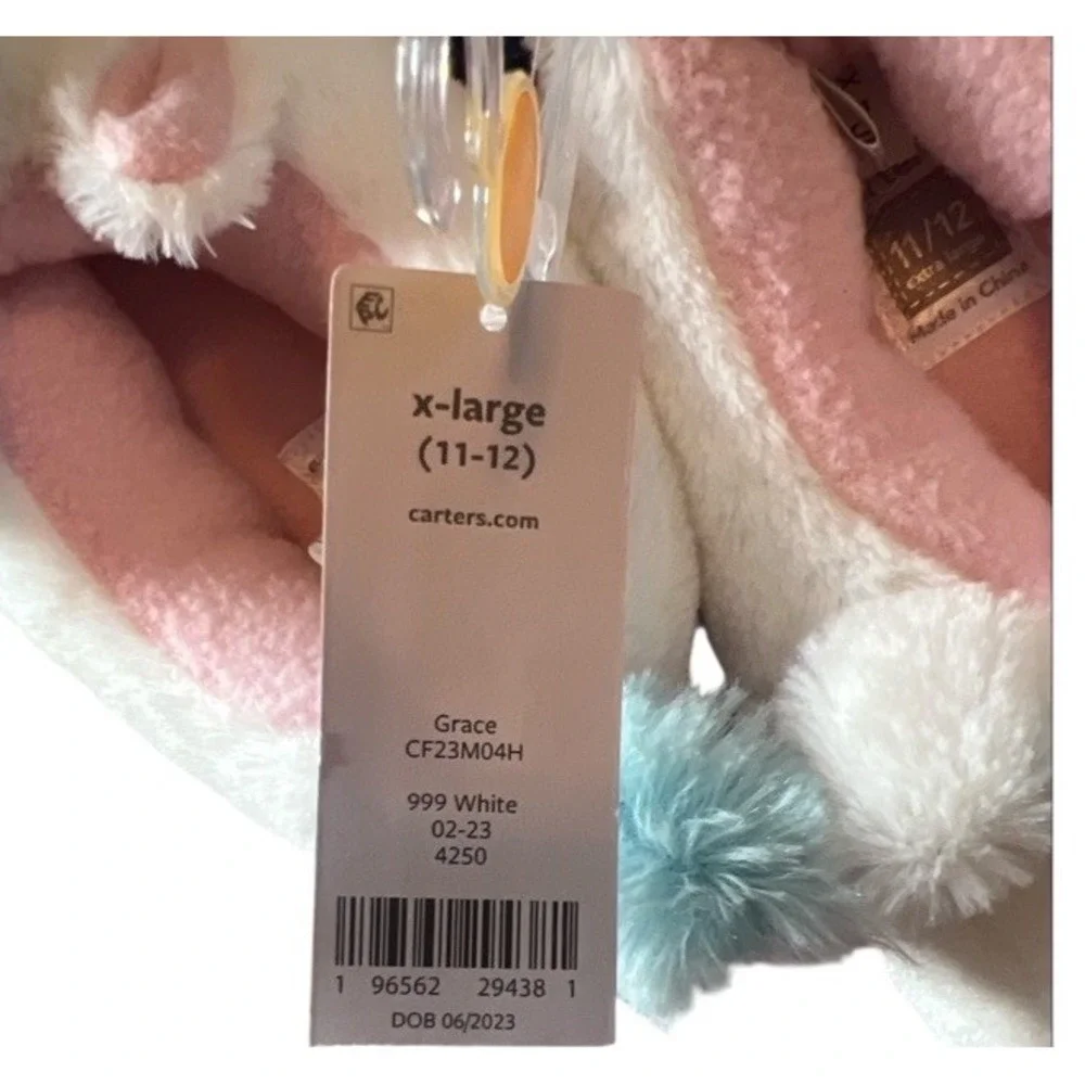 Carter's Unicorn Slippers XL (11-12) Kids‎ Plush Fuzzy White NWT